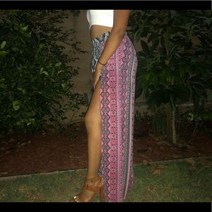 Pink and black printed skirt